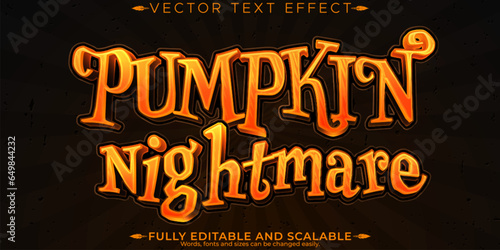 Pumpkin nightmare horror text effect, editable halloween and scary text style