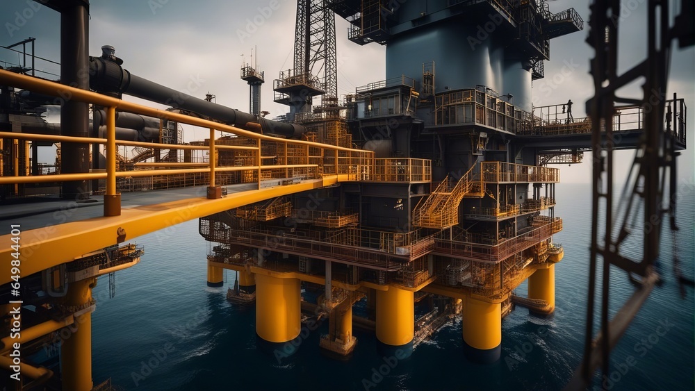 Fototapeta premium Oil and gas platform or Construction platform in the gulf or the sea