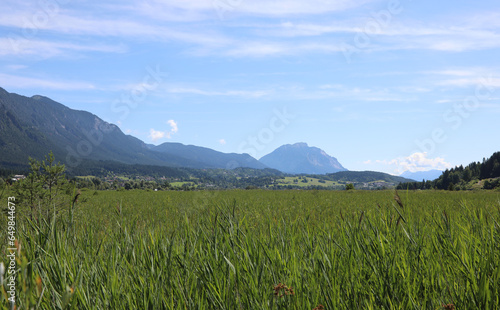 Austrian landscape of european Alps and valley photo