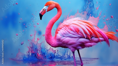alcohol ink color splash flamingo eliminating light Generative Ai
