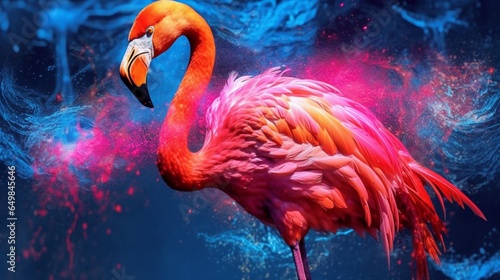 alcohol ink color splash flamingo eliminating light Generative Ai © Abonti