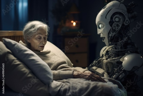 Elderly Companionship: A Senior Woman Reading with Her Care Robot