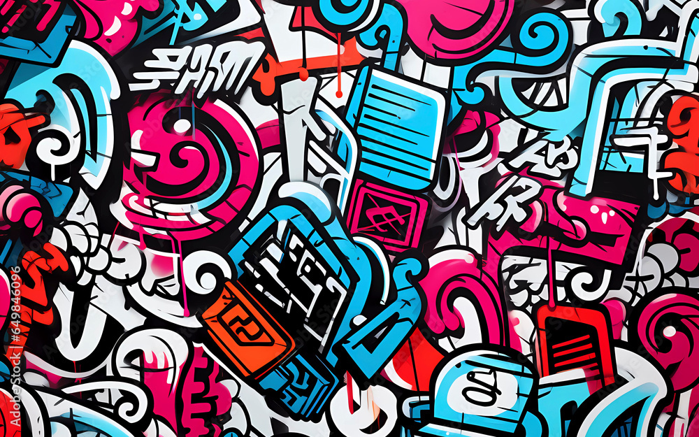 Obraz premium Oldschool graffiti pattern illustration Generative AI.