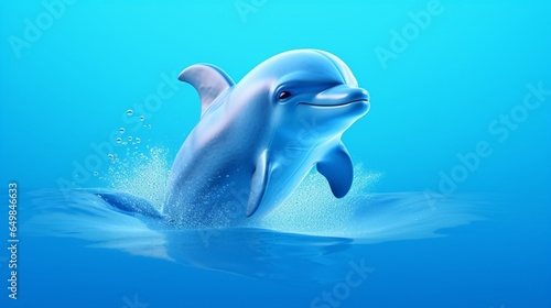 baby dolphin single color background UHD 8k Generative Ai