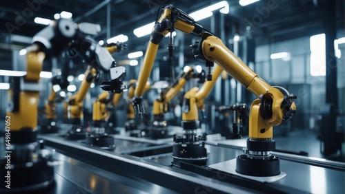 Smart industry robot arms for digital factory production technology showing automation manufacturing