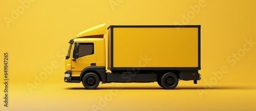 Yellow delivery truck on yellow background, deliveries and logistics. Generative AI