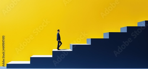 Businessman on ladder, business conceptual illustration. Generative AI