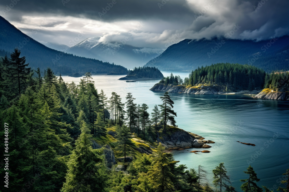 British Columbia, West Canada, Landscape Background with stunning mountains and lakes