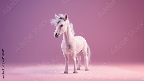 baby unicorn single color background Generative Ai