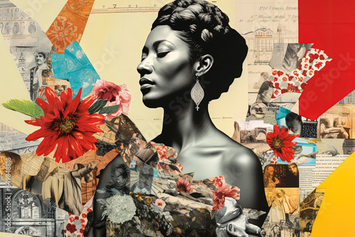 Generative AI collage illustration that showcases the strength and resilience of women