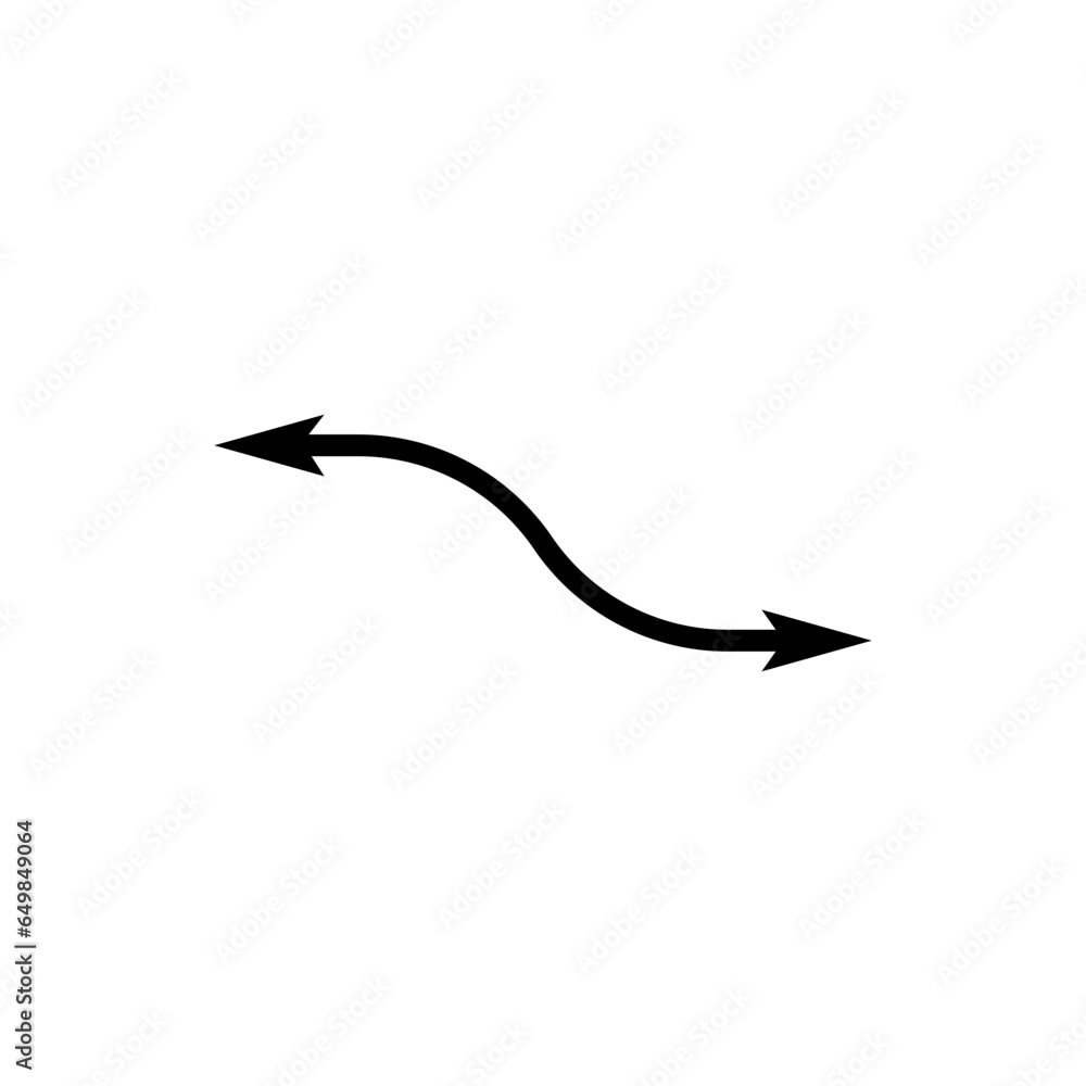 Curved thin long double ended arrow. Curved thin long double ended arrow.