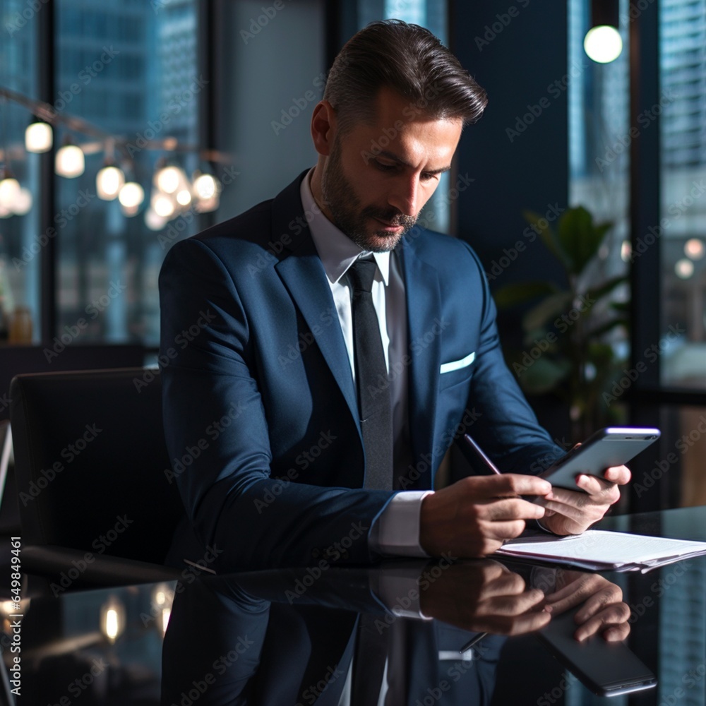 Businessmen working with a smartphone and laptop in the office. Businessmen working with a smartphone and laptop in the office.