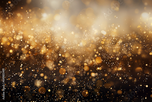 Abstract shiny golden holiday background with sparkles, glitter, bokeh holiday lights, Christmas or New Year background