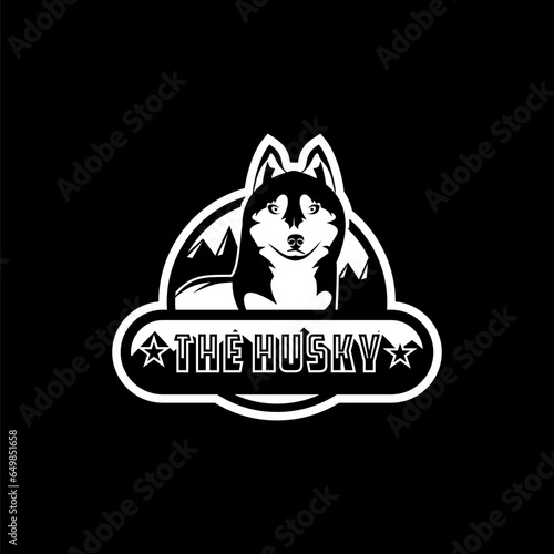 husky dog black and white vector logo, can be printed for small businesses