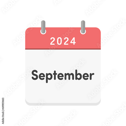 Simple calendar icon with the letters 2024 and September - English calendar for September 2024