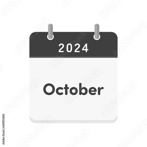Simple calendar icon with the letters 2024 and October - English calendar for October 2024