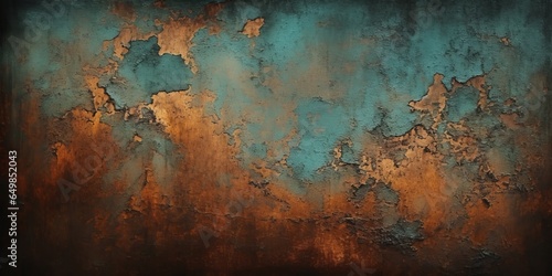 Old grunge copper bronze rusty texture background. Distressed cracked patina, Generative AI