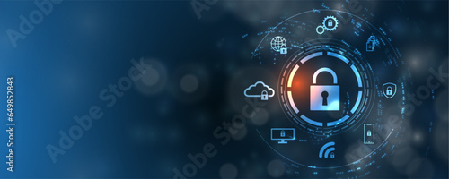 Cyber security and information or network protection. Future technology web services for business and internet project