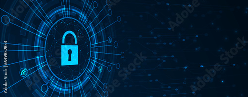 Cyber security and information or network protection. Future technology web services for business and internet project