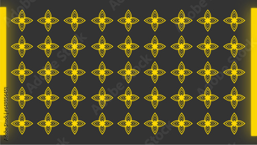 seamless golden yellow geometric background pattern with stars / floral / flowers / lotus.