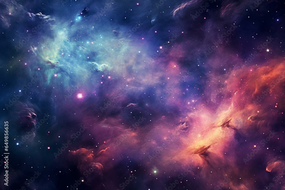 Stunning space art showcasing vibrant watercolor cosmos. Generative AI