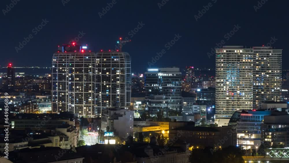 Bratislava night city skyline aerial view, bratislava skyscrapers buildings slovakia bratislava city. Bratislava night city skyline aerial view, bratislava skyscrapers buildings slovakia bratislava city.