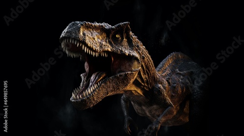 dinosaur black color background Generative Ai