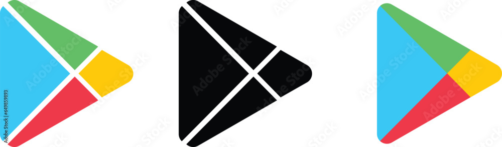 Google play store icons isolated on transparent background Stock Vector