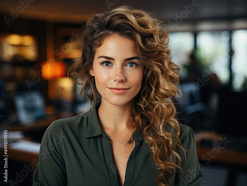 Wallpaper Mural Portrait of Successful Businesswoman Standing in Office with Crossed Arms, Smiling at the Camera. Torontodigital.ca