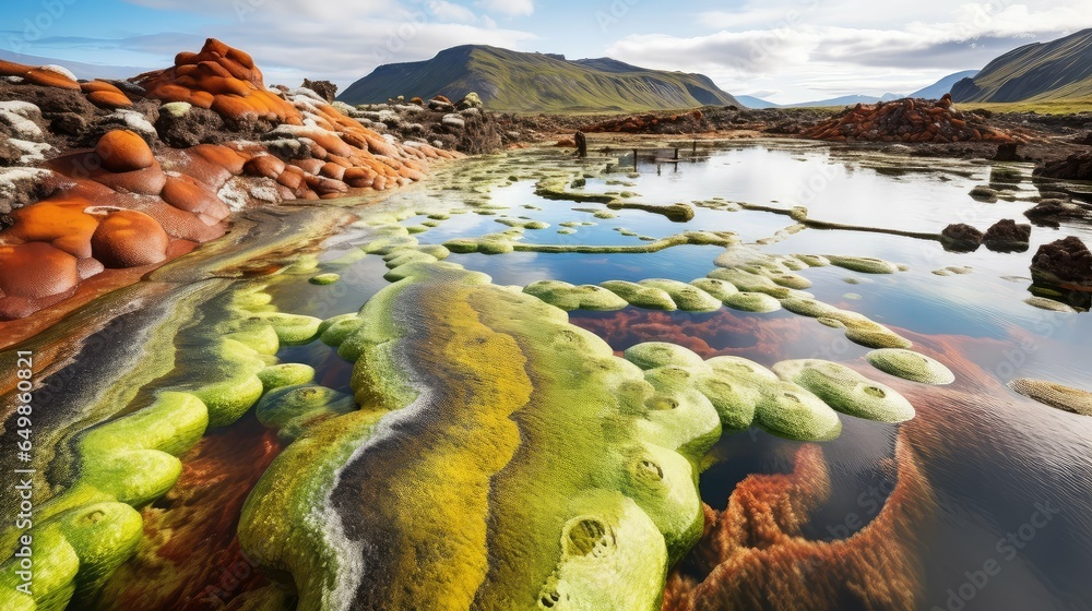 travel volcanic algae blooms illustration landscape ocean, island atlantic, beautiful beach travel volcanic algae blooms 54 - obrazy, fototapety, plakaty 