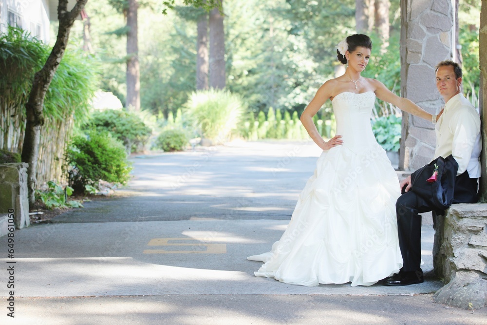 A Bride And Groom; Troutdale, Oregon, United States Of America A Bride And Groom; Troutdale, Oregon, United States Of America