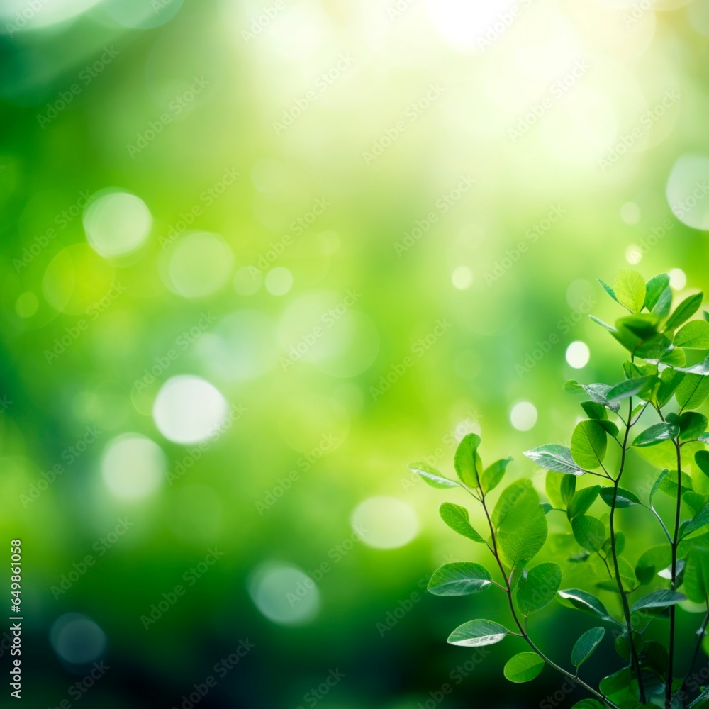 Green leaves on a blurred and shiny background in spring. Green leaves on a blurred and shiny background in spring.