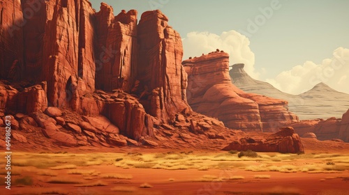 sky red rock canyons illustration nature scenic, nevada landscape, mountain national sky red rock canyons © sevector