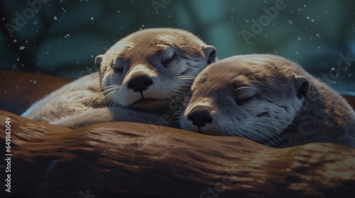 otters sleeping together UHD 8k Generative Ai