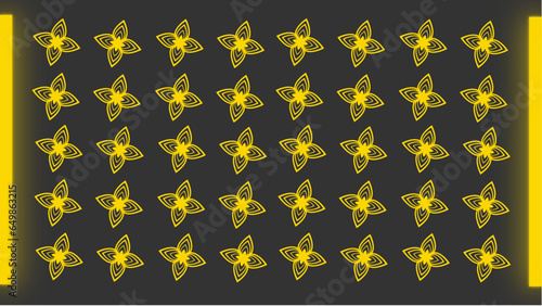 seamless golden yellow geometric background pattern with stars / floral / flowers / lotus.

