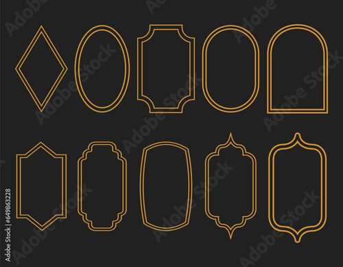 Vector frame template, abstract symbol in ornamental arabic style emblem for luxury products, hotels, boutiques, jewelry, oriental cosmetics, restaurants, shops and stores