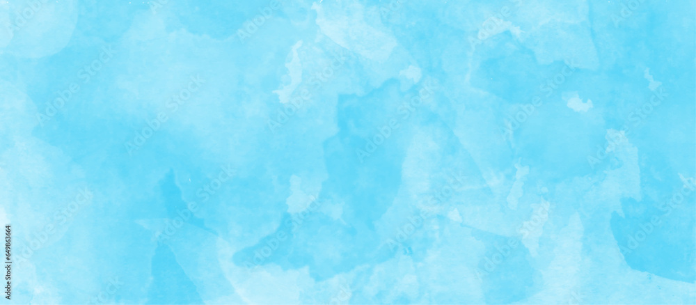 Obraz premium Hand painted abstract soft sky blue watercolor sky and clouds, Watercolor illustration art marble painting abstract blue color texture, Stain artistic vector used as being an element, design and card