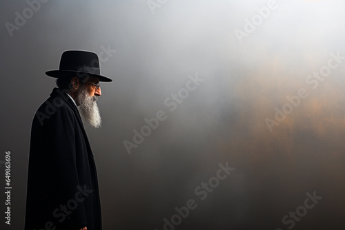 portrait of a jewish man with long beard, free space