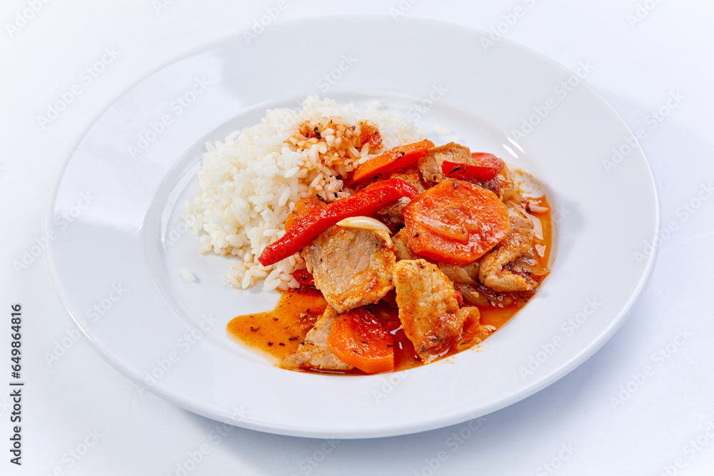 rice with vegetables and soy meat rice with vegetables and soy meat