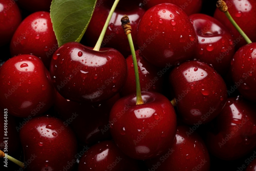Sustainable Eco cherries background. Summer nature food. Generate Ai Sustainable Eco cherries background. Summer nature food. Generate Ai