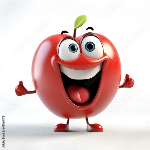 3D cartoon apple fruit character