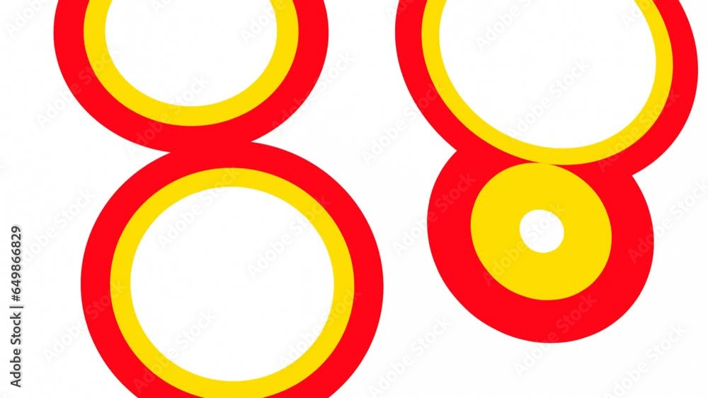 Animation of abstract white background with red and golden circles motion. Animation of abstract white background with red and golden circles motion.