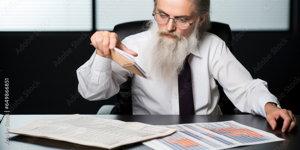 Fototapeta premium Ensuring Fiscal Precision: Portrait of a Meticulous Budget Analyst.