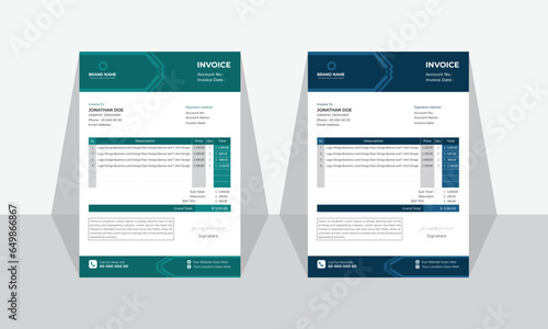 Business invoice form template. Invoicing quotes, money bills or price invoices and payment agreement design templates. Tax form, bill graphic or payment receipt page clean invoice template vector. 