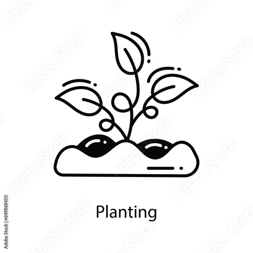 Planting doodle Icon Design illustration. Agriculture Symbol on White background EPS 10 File