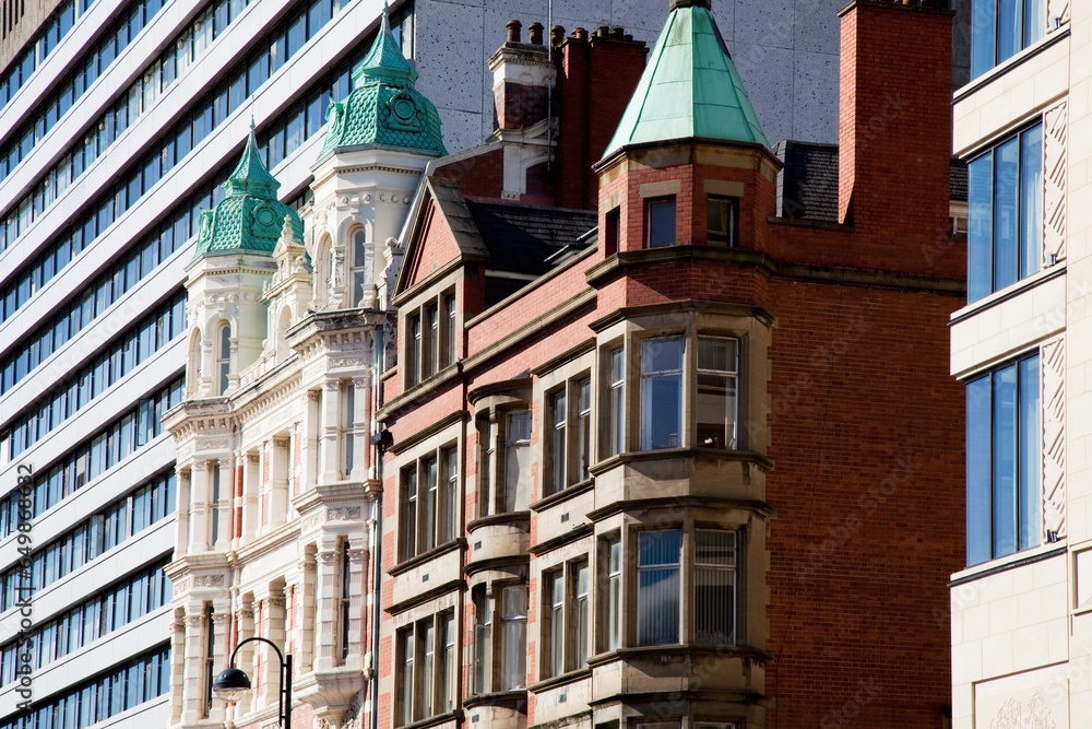 Contrasting Modern And Older Buildings; Belfast, County Antrim, Northern Ireland