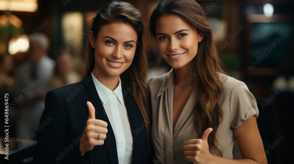 Business Woman showing thumbs up and smiling. Business Woman showing thumbs up and smiling.