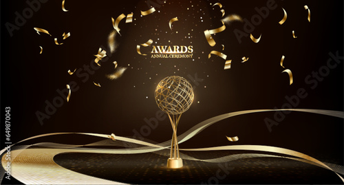 Golden Award Background. Black Gold Business Style Champion Award Poster.