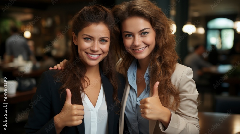 Business Woman showing thumbs up and smiling. Business Woman showing thumbs up and smiling.