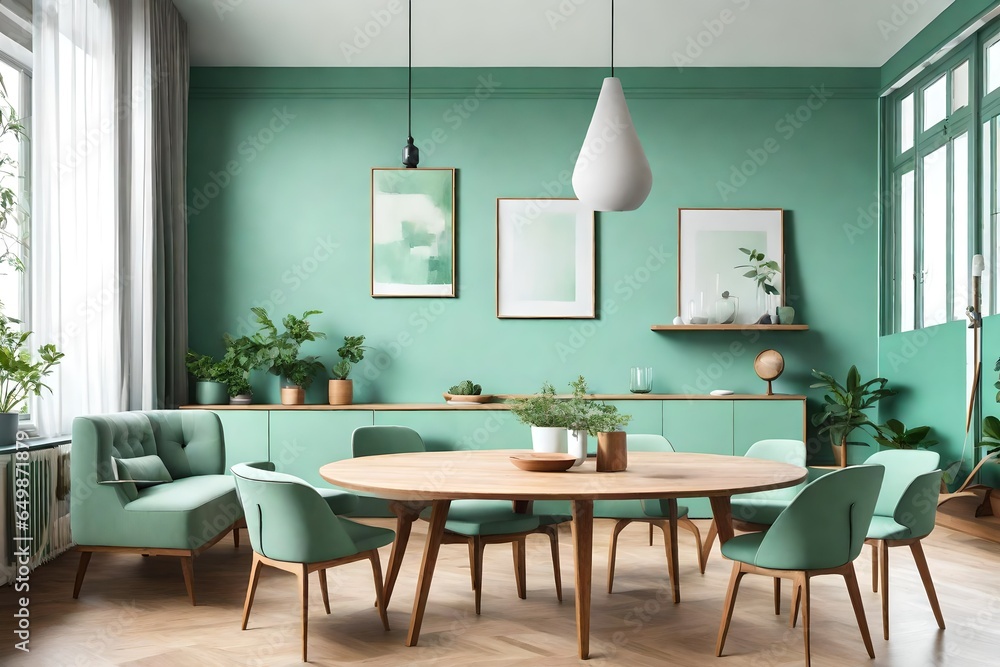 modern dining room with table and chair generated by AI technology modern dining room with table and chair generated by AI technology